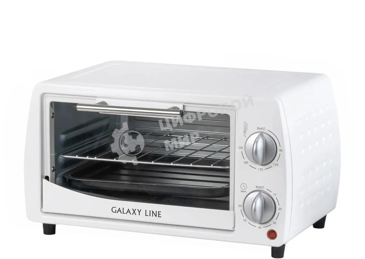 Мини-печь Galaxy Line GL 2626, белый, 10 л, 1000 Вт, таймер на 60 минут, индикатор работы, автоотключение
