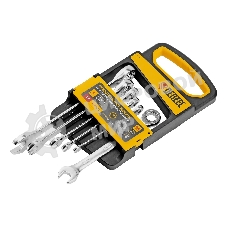 Набор ключей комбинированных трещоточных Denzel 6-17 мм, 6 шт., CrV, матовый хром