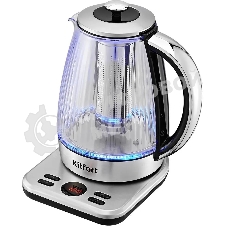 Чайник электрический Kitfort КТ-6711 1.7л. 2200Вт серебристый/черный корпус: пластик/стекло