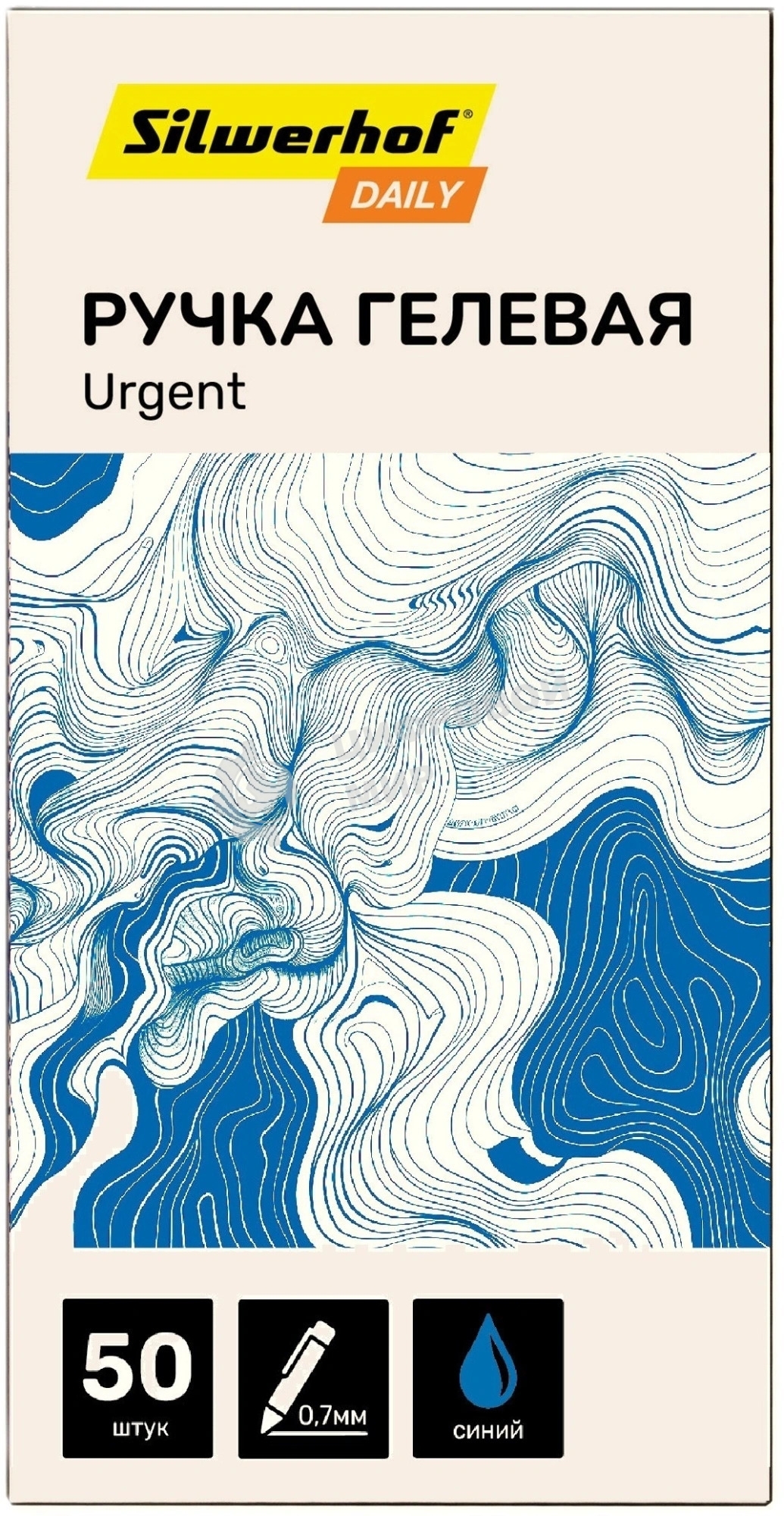 Ручка гелевая Silwerhof Daily Urgent, d=0.7мм, синие чернила, сменный стержень, линия 0.5мм, резиновая манжета