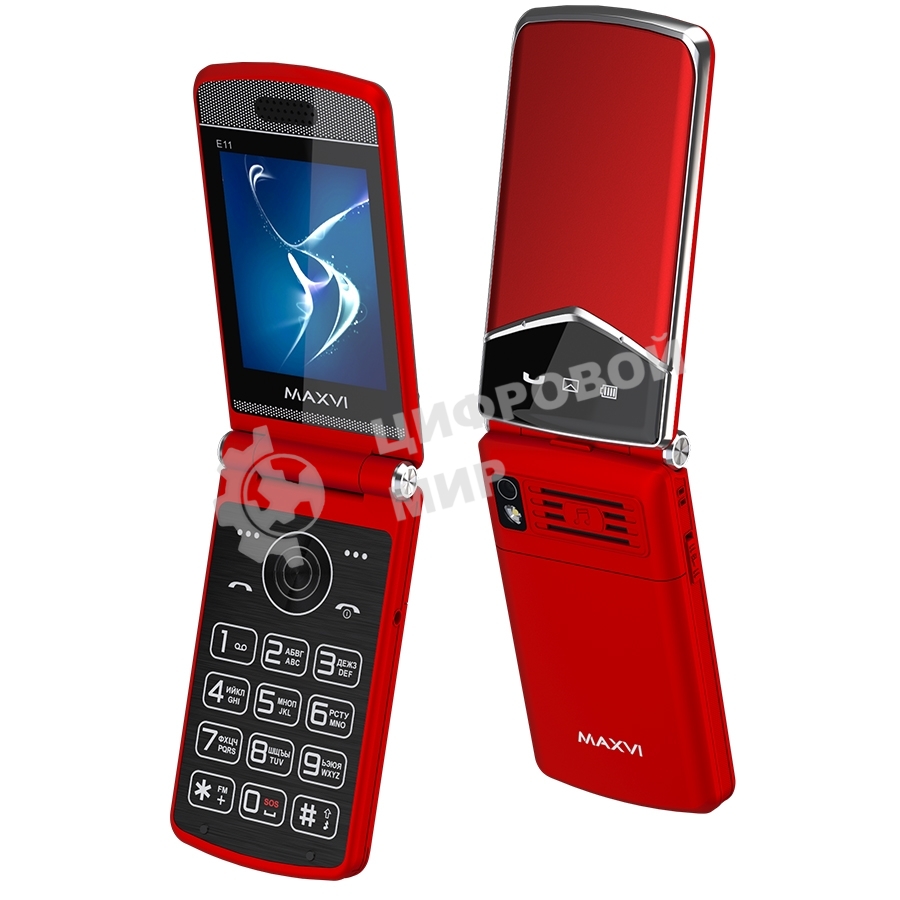 Мобильный телефон Maxvi E11 красный/серебристый
