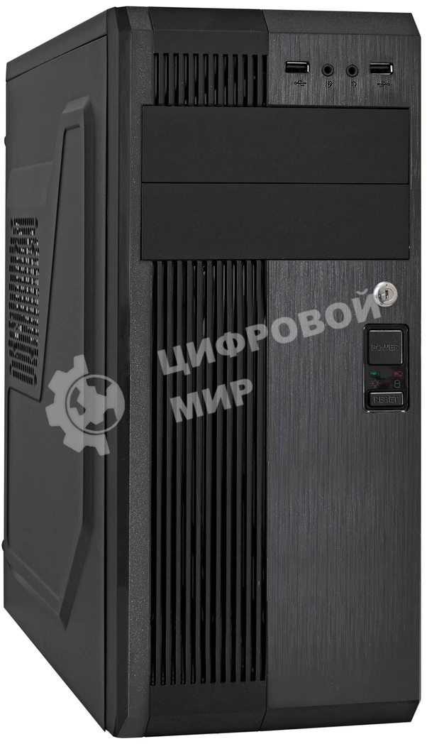 Компьютерный корпус Miditower ExeGate UN-605B-UNS450 (ATX, БП UNS450 с вент. 12см, 2*USB, аудио, блокировка, черный)