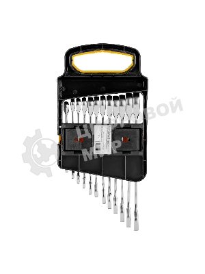 Набор ключей комбинированных трещоточных Denzel 6-19 мм, 12 шт., CrV, матовый хром