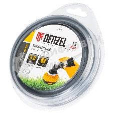 Леска для триммера Denzel армированная алюминием квадратная, 3,0мм х 15м, блистер ALUFLEX