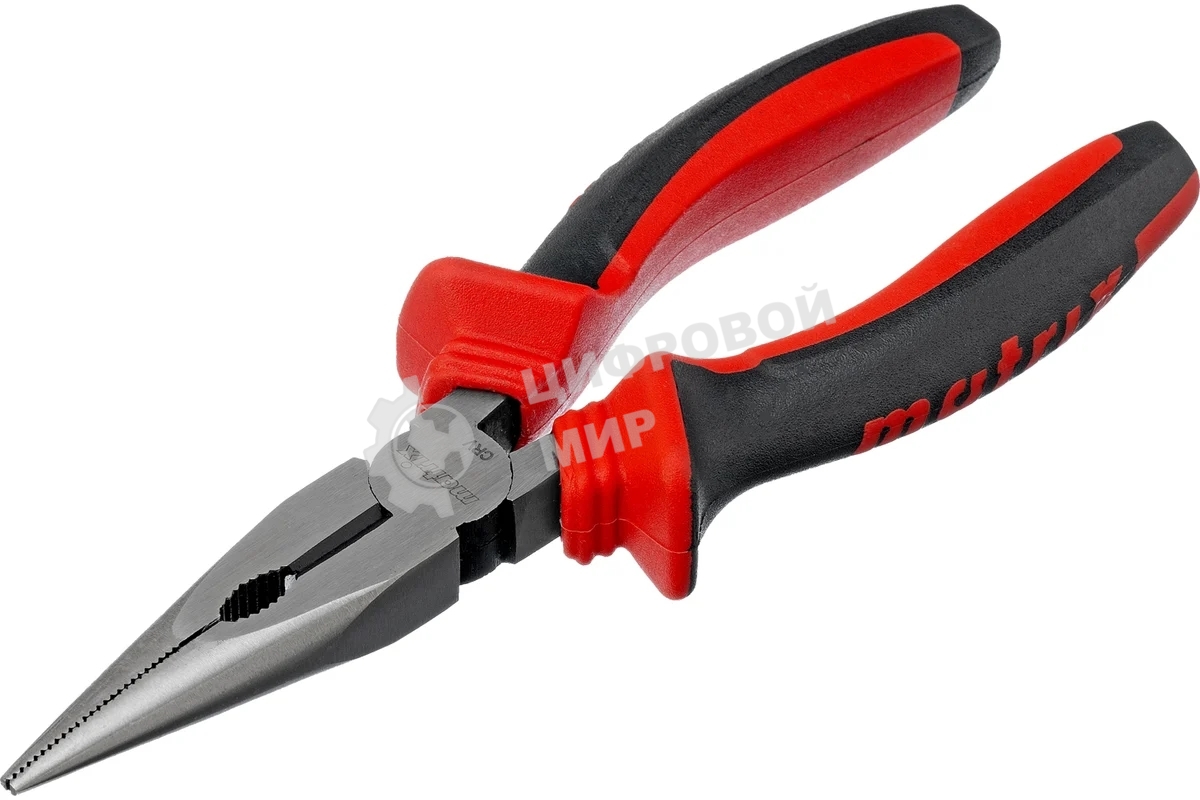 Длинногубцы прямые Matrix, 160 мм, хром-ванадий, двухкомпонентные рукоятки