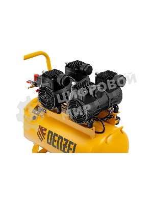 Компрессор безмасл. малошумный Denzel DLP -3000/50, 3 кВт, 2х1,5 кВт,50 л, 2850 об/мин,500 л/мин