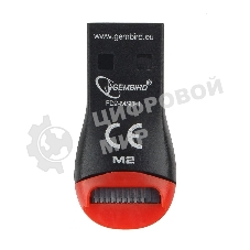 Кард-ридер Gembird FD2-MSD-1/черный-красный/Micro SD/SDHC/USB 2.0/пластик