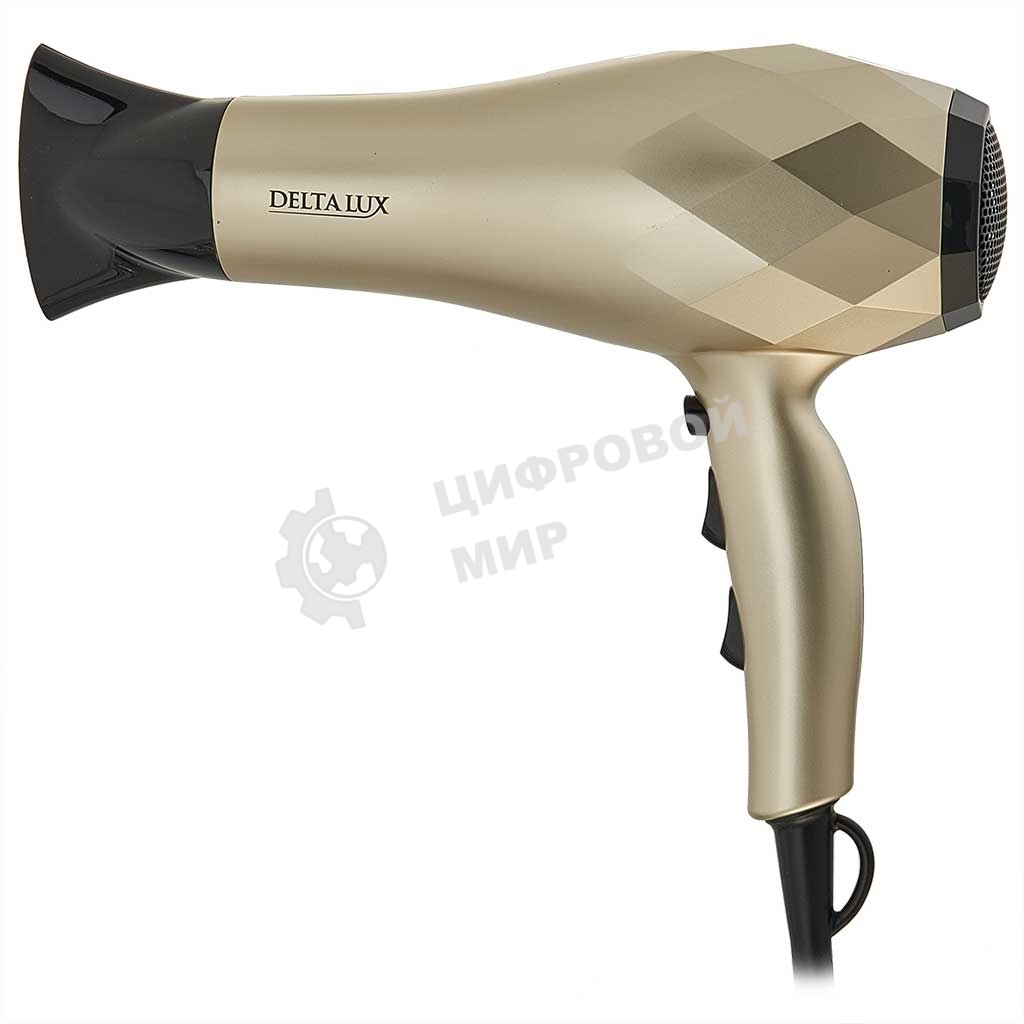 Фен DELTA LUX DL-0941 золотой/черный, 2200 Вт, ионизация