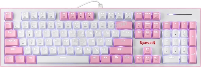 Клавиатура проводная REDRAGON Hades Бело-розовая, тихая, 104 кн.