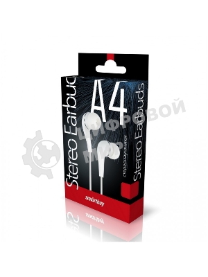 Проводные наушники Smartbuy A4 белый, внутриканальные, Jack 3.5 мм, микрофон на проводе