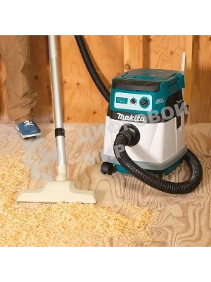 Строительный пылесос Makita DVC150LZ гибридное, белый, 320 Вт, уборка сухая/влажная, пылесборник мешок/контейнер, 15 л