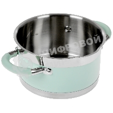 Кастрюля LARA LR02-540 MINT 16x9 см, 1,7 л, носик, индукционное дно, крышка с бортом, полипропилен, силикон, нержавеющая сталь