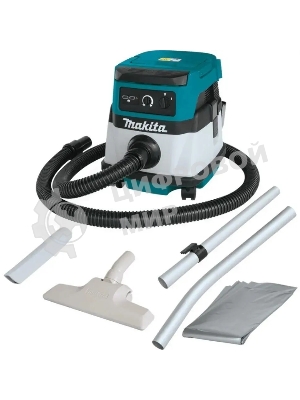 Строительный пылесос Makita DVC150LZ гибридное, белый, 320 Вт, уборка сухая/влажная, пылесборник мешок/контейнер, 15 л
