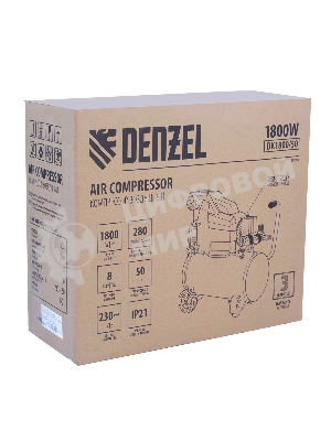 Компрессор воздушный Denzel DK1800/50,Х-PRO (58068) 1,8 кВт, 280л/мин, 50л