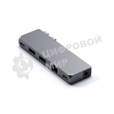 USB-концентратор Satechi Pro Hub Mini (2xUSB 3.0, USB Type-C, USB Type-C 4, RJ-45, Mini jack), Серый космос ST-UCPHMIM