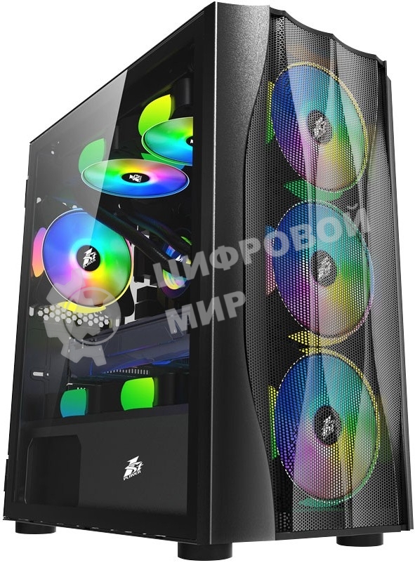 Компьютерный корпус 1STPLAYER FIREBASE X3-M Black, mATX, TG, 4x120мм LED fans inc.