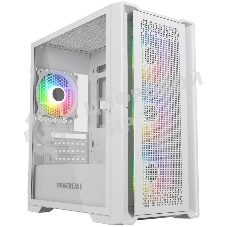 Компьютерный корпус Powercase ByteFlow Micro White, Tempered Glass, 4х 120мм ARGb fans, ARGb HUB, белый, mATX (CAMBFW-A4)