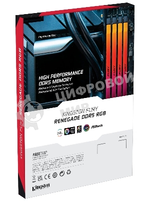 Оперативная память Kingston Fury Renegade, DDR5, 16Gb (1x16Gb), 7200MHz, CL38, DIMM, радиатор, RGB, черный