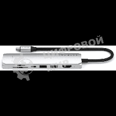 Док-станция (USB-хаб) Satechi ST-P7SS 7-in-1 USB-C Slim Multiport Adapter with Ethernet (Type-C,HDMI, 2xType-A, SD,microSD, RJ-45), до 80 Вт серебристый