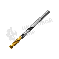 Сверло спиральное по металлу Denzel 6 x 93мм, Р6М5, Golden Tip, многогранная заточка