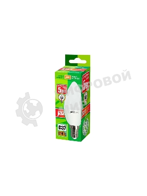 Лампа светодиодная JazzWay PLED-ECO-C37 5Вт свеча 3000К теплый белый E14 400лм 220-240В
