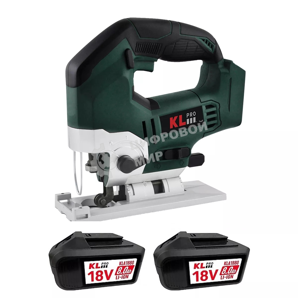 Лобзик электрический профессиональный бесщеточный KLPRO KLDT18B-80 (18В, Li-ion-2шт, 8.0А·ч, патрубок для пылесоса, полотна (дерево/металл, З/У-4А, кейс)