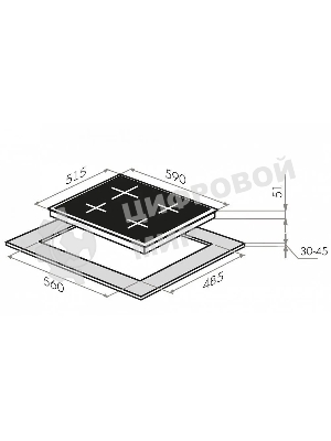 Газовая варочная панель Maunfeld EGHG.64.23CB/G, 4 конфорки, закаленное стекло, черный