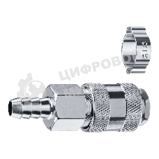 Переходник штуцер ″елочка″ 10 мм - рапид муфта, с хомутом Зубр Профессионал
