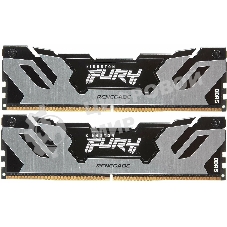 Оперативная память Kingston Fury Renegade, DDR5, 32GB (2x16GB), 6400MHz, CL32, DIMM, с радиатором, серебристый/черный