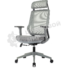 Кресло Бюрократ MC-G411N-H серый, сетка, подголовник