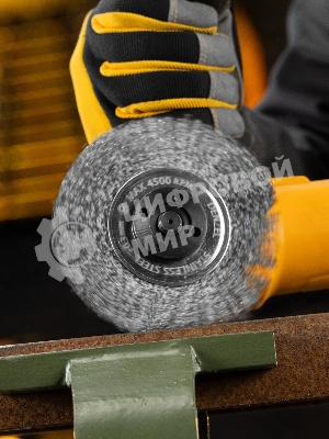 Щетка для УШМ Denzel 125 мм, плоская, витая нержавеющая проволока 0,3 мм, посадка 22,2 мм