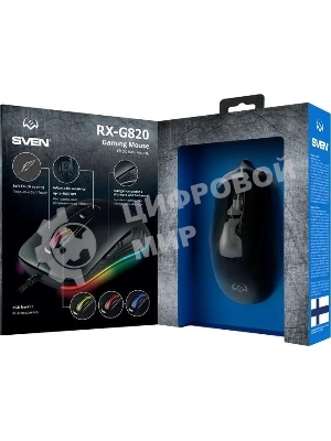 Мышь проводная SVEN RX-G820 черный, 4800 dpi, USB, кнопки - 6