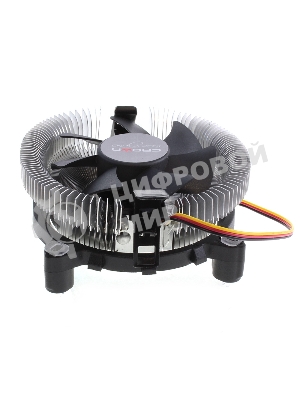 Кулер для процессора Crown CM-80 v2 серебристый/черный, 75 мм, алюминий, 2200 об/мин, 22 дБ, 3 pin, 65 Вт, 42 мм