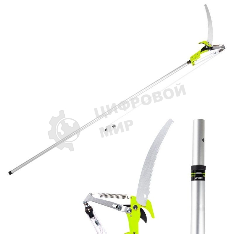 Выдвижная шестопильная пила и секатор Deli DL580512, 4 шкива, сталь SK5, длина лезвия 290 мм, телескопическая рукоятка