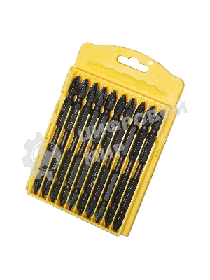 Набор двухсторонних торсионных бит для ударных шуруповертов 10 шт Deli DL253202 PH2x100 мм, сталь S2, пласт. кейс