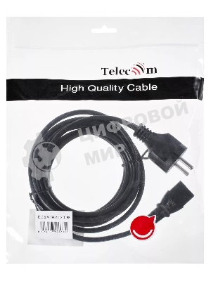 Кабель компьютер - розетка 3 м 220V (Европейский стандарт) VCOM/TELECOM