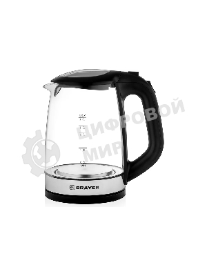 Чайник электрический BRAYER BR1040BK 2220Вт, 2 л, стекл., черный.