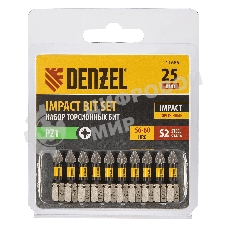 Набор бит торсионных Denzel PZ1x25 мм, лазерная обработка шлица, сталь S2, 10 шт.