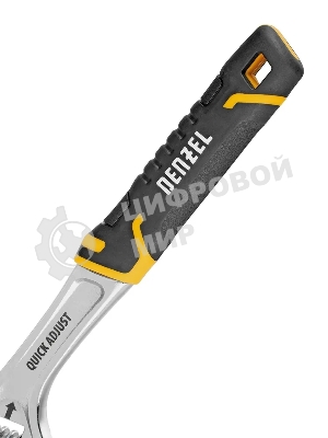 Ключ разводной Denzel 15743, 250 мм (раскрытие до 38 мм), CrV, с быстрым сбросом, кованый, TPR рукоятка