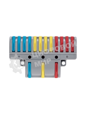 Клемма Rexant СМК 3х4 проходная разветвительная 3 полюса, с монтажной площадкой (1 ввод, 4 вывода на полюс) (10 шт/уп)