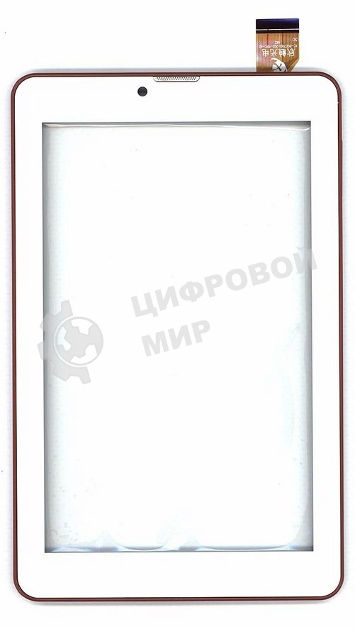 Сенсорное стекло (тачскрин) для Irbis TZ753, белое с коричневой рамкой
