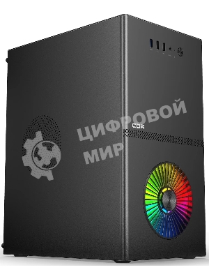 Компьютерный корпус CBR mATX Minitower V867, без БП, 1хUSB 3.0, 2хUSB 2.0, HD Audio+Mic, Rainbow Fan, Black PCC-MATX-V867-WPSU