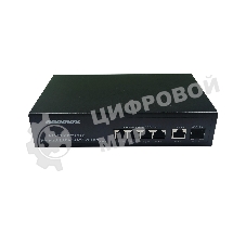 Коммутатор неуправляемый NEOMAX NMS-106PoE-1000-S, 6 портов 1000 Mbps, 4xPoE + 1xSFP, металл