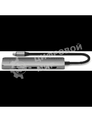 Док-станция (USB-хаб) Satechi ST-P7SM 7-in-1 USB-C Slim Multiport Adapter with Ethernet (Type-C,HDMI, 2xType-A, SD,microSD, RJ-45), до 80 Вт серый