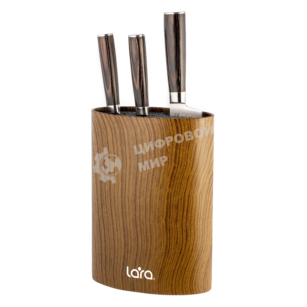 Подставка для ножей универсальная LARA LR05-101 Wood овальная Soft touch полипропилен