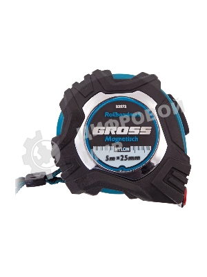 Рулетка Gross 32572 Magnetisch, 5 м х 25 мм обрезиненный корпус, автоматическая фиксация