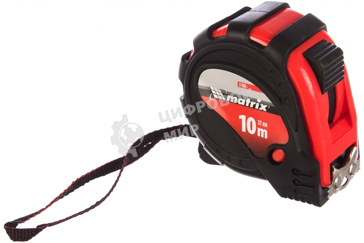 Рулетка Matrix status magnet 3 fixations 10мх32мм обрезиненный корпус зацеп с магнитом