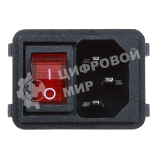 Выключатель клавишный Rexant 250V 10А (4с) ON-OFF красный с подсветкой и штекером C14 3PIN