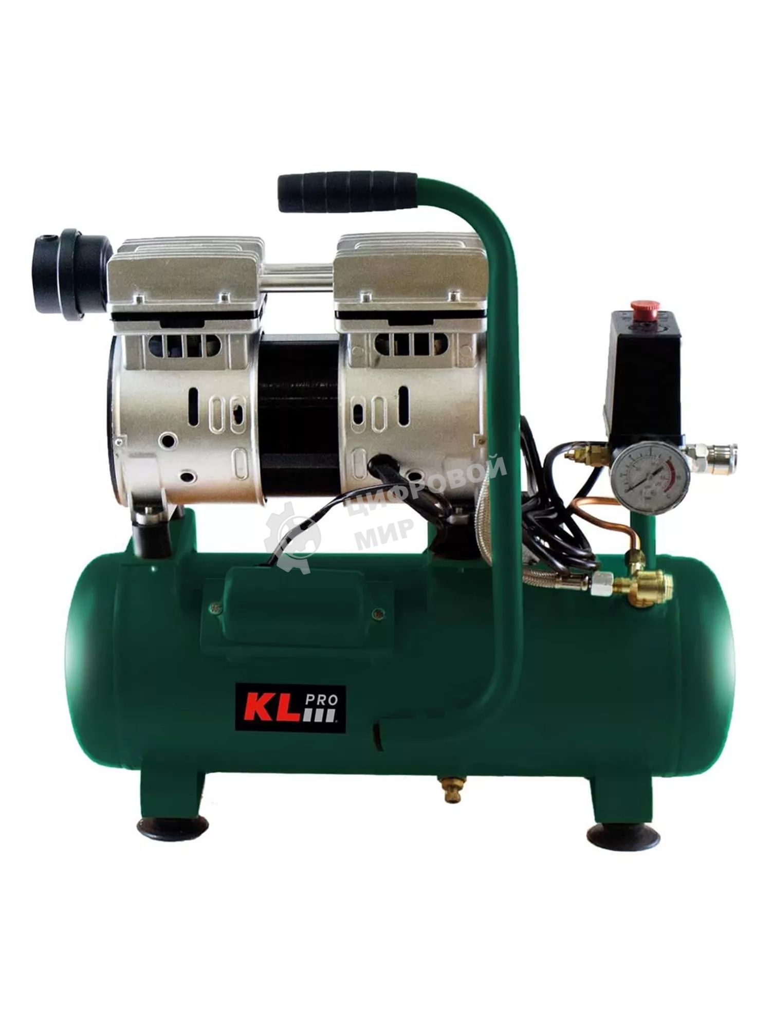 Профессиональный бесшумный воздушный компрессор KLPRO KLK8S (сеть, 0,7Квт, 8 бар, 131л/мин, емкость 8л)