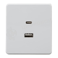 Розетка Kranz ROUND USB-A+Type-C 3А с функцией быстрой зарядки перламутр